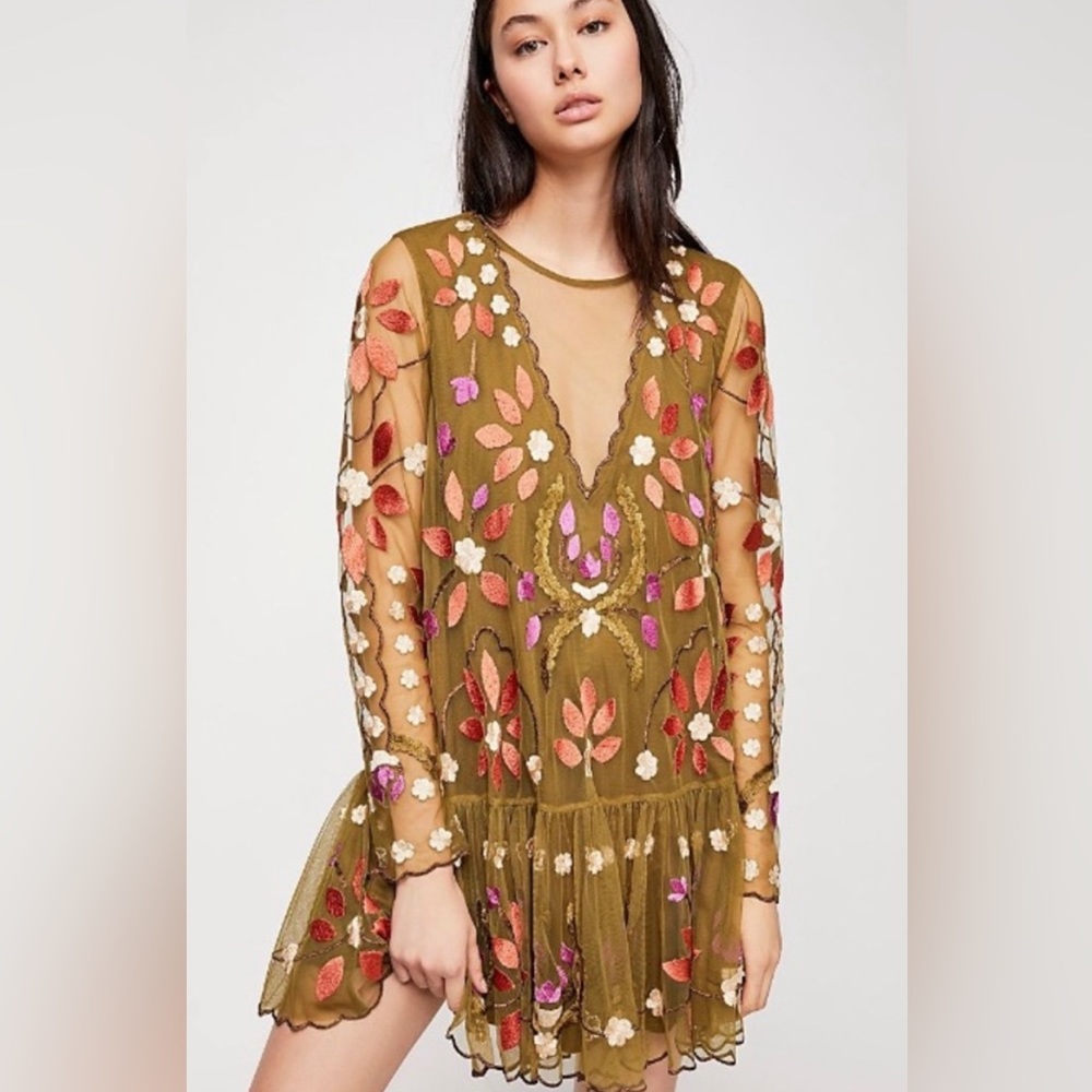 Free People Hearts Are Wild Dress in Army